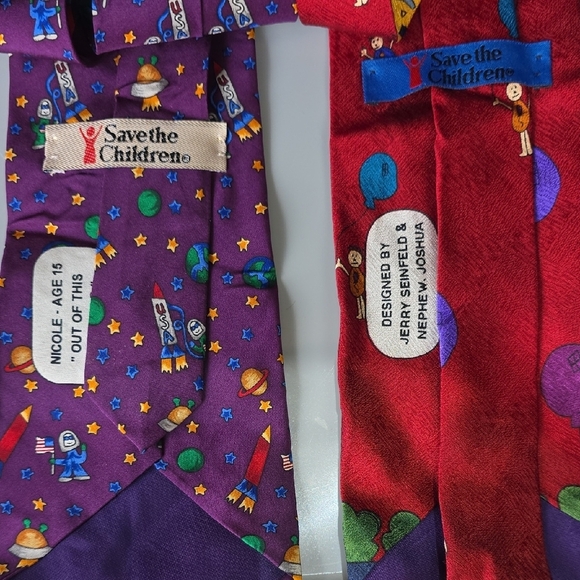(J28) Vibrant Red and Purple Men's Ties 4 Total (Save The Children) - Picture 4 of 4